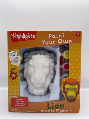 Highlights Paint Your Own Lion Plaster Figurine - White